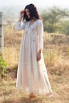 Buy Palak Khandelwal Ivory Cotton, Silk Pearls, Embroidery V-neck Dress Online at Aza Fashions Buy_Palak Khandelwal_Ivory Cotton, Silk Pearls, Embroidery V-neck Dress _Online_at_Aza_Fashions
