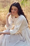 Shop_Palak Khandelwal_Ivory Cotton Silk Hand Embroidered Resham Round Dress _Online_at_Aza_Fashions