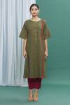 Banana Labs_Green Cotton Stripe Round Printed Kurta Set _Online_at_Aza_Fashions