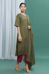 Buy_Banana Labs_Green Cotton Stripe Round Printed Kurta Set _Online_at_Aza_Fashions