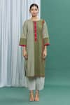 Banana Labs_Green Cotton Geometric Round Printed Kurta And Palazzo Set _Online_at_Aza_Fashions