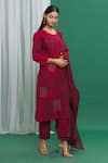 Shop_BANANA labs_Red Cotton Printed Abstract Round Kurta Set _Online_at_Aza_Fashions