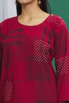 BANANA labs_Red Cotton Printed Abstract Round Kurta Set _at_Aza_Fashions