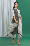 Banana Labs_White Cotton Printed Stripe Dupatta_Online_at_Aza_Fashions