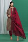 Buy_Banana Labs_Brown Cotton Printed Stripe Round Kurta Set _Online_at_Aza_Fashions