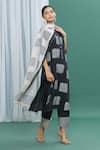 Shop_BANANA labs_Black Cotton Printed Geometric Round Handblock Kurta Set _Online_at_Aza_Fashions
