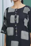 BANANA labs_Black Cotton Printed Geometric Round Handblock Kurta Set _at_Aza_Fashions
