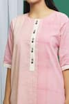 Shop_Banana Labs_Pink Cotton Round Neck Stripe Pattern Kurta And Pant Set _Online_at_Aza_Fashions