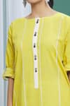 BANANA labs_Yellow Cotton Printed Stripes Round Kurta And Pant Set _at_Aza_Fashions