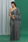 Buy_Silkwaves_Black Cotton Striped Saree_Online_at_Aza_Fashions