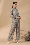 BAIRAAS_Beige Muslin Printed Floral Shirt Collar And Pant Set_Online_at_Aza_Fashions