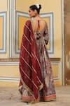 Shop_BAIRAAS_Maroon Anarkali Muslin Printed Persian Art V Neck With Dupatta _at_Aza_Fashions