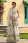 Buy_BAIRAAS_Ivory Mul Cotton Printed Block Round Flower Anarkali Sharara Set_at_Aza_Fashions