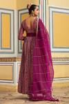 Shop_Bairaas_Purple Anarkali Mul Cotton Printed Geometric V Neck Pattern With Dupatta_at_Aza_Fashions