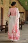 Shop_Bairaas_White Mul Cotton Printed Floral Round Block Anarkali With Dupatta_at_Aza_Fashions