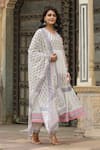 BAIRAAS_Pink Mul Cotton Printed Block V Neck Angrakha Anarkali Pant Set _Online_at_Aza_Fashions