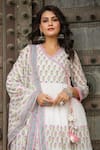 Shop_BAIRAAS_Pink Mul Cotton Printed Block V Neck Angrakha Anarkali Pant Set _Online_at_Aza_Fashions