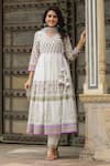 BAIRAAS_Purple Mul Cotton Printed Block V Neck Hand Angrakha Anarkali Pant Set _at_Aza_Fashions