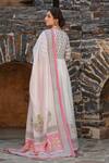 Shop_Bairaas_Pink Mul Cotton Block Print, Sequin Blunt V Neck Flower Anarkali With Dupatta_at_Aza_Fashions