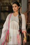 Bairaas_Pink Mul Cotton Block Print V Neck Flower Anarkali Sharara Set_Online_at_Aza_Fashions