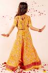 Shop_Missprint_Yellow Chanderi Printed Floral Farida Handblock Lehenga Set _at_Aza_Fashions