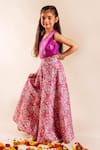 Missprint_Pink Chanderi Printed Paisley Aarazoo Handblock Lehenga Set _Online_at_Aza_Fashions