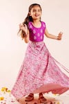 Shop_Missprint_Pink Chanderi Printed Paisley Aarazoo Handblock Lehenga Set _Online_at_Aza_Fashions