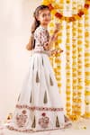 Shop_Missprint_White Chanderi Printed Floral Nayab Pearl Embellished Blouse Lehenga Set _Online_at_Aza_Fashions