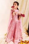 Buy_Missprint_Pink Lehenga And Blouse Chanderi Printed Floral Mahi Crystal Embellished Set _at_Aza_Fashions