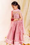 Missprint_Pink Lehenga And Blouse Chanderi Printed Floral Mahi Crystal Embellished Set _Online_at_Aza_Fashions