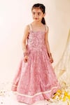 Buy_Missprint_Pink Lehenga And Blouse Chanderi Printed Floral Mahi Crystal Embellished Set _Online_at_Aza_Fashions