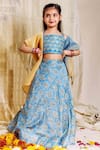 Buy_Missprint_Blue Lehenga And Blouse Chanderi Printed Floral Fiza Botanic Set _at_Aza_Fashions