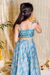 Shop_Missprint_Blue Lehenga And Blouse Chanderi Printed Floral Fiza Botanic Set _at_Aza_Fashions