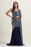 Buy_AFFROZ_Blue Georgette Hand Embroidery Sequin U Neck Lehenga Saree With Blouse _at_Aza_Fashions