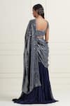 Shop_AFFROZ_Blue Georgette Hand Embroidery Sequin U Neck Lehenga Saree With Blouse _at_Aza_Fashions