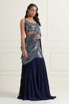 Shop_AFFROZ_Blue Georgette Hand Embroidery Sequin U Neck Lehenga Saree With Blouse _Online_at_Aza_Fashions