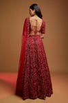 Shop_Kiyohra_Red Organza Embroidered Resham Sweetheart Kresta Cut Dana Bridal Lehenga Set _at_Aza_Fashions