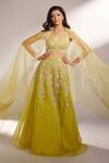 Buy_Kiyohra_Yellow Net Embroidered Floral Applique Sweetheart Neck Iris Lehenga Set _at_Aza_Fashions