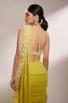 Shop_Kiyohra_Yellow Georgette Embellished Floral Leah Fish Cut Lehenga Saree And Blouse Set _at_Aza_Fashions