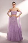 Buy_Kiyohra_Purple Net Embroidered Mother Of Pearl Shells Mera Fish Cut Lehenga Set _at_Aza_Fashions