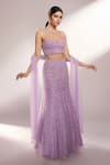 Kiyohra_Purple Net Embroidered Mother Of Pearl Shells Mera Fish Cut Lehenga Set _Online_at_Aza_Fashions