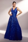 Buy_Kiyohra_Blue Net Embellished Sequins And Crystal Stone Work V Fontaine Embroidered Gown _at_Aza_Fashions