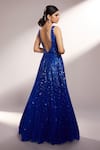 Buy_Kiyohra_Blue Net Embellished Sequins And Crystal Stone Work V Fontaine Embroidered Gown _Online_at_Aza_Fashions