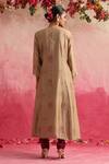 Shop_Weaver Story_Brown Anarkali Chanderi Silk Hand Block Print Pomegranate V Neck Set _at_Aza_Fashions