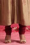 Weaver Story_Brown Anarkali Chanderi Silk Hand Block Print Pomegranate V Neck Set _at_Aza_Fashions