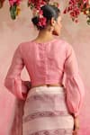 Shop_Weaver Story_Pink Chanderi Tissue Plain Boat Neck Gulkhera Blouse _at_Aza_Fashions
