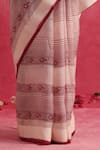 Weaver Story_Off White Organza Manzar Hand Block Printed Saree _Online_at_Aza_Fashions