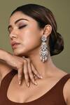 Buy_Nazaakat By Samara Singh_Silver Plated Florette Shaped Cutwork Long Earrings_at_Aza_Fashions
