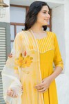 Shop_Pheeta_Yellow Rayon Dupatta Hand Painted Floral Gota Patti Yoke Anarkali Set With_Online_at_Aza_Fashions