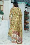 Shop_Pheeta_Green Cotton Print Floweret Bloom Tear Drop Neck Anarkali Set _at_Aza_Fashions